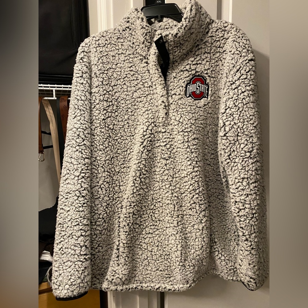 Ohio State Buckeyes Women's Sherpa Quarter-Snap Pullover Jacket - Charcoal